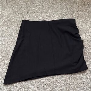 Zara Black Asymmetrical Ruched Mini Skirt